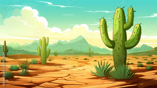 green cacti in the desert, natural landscape, canyons
