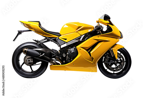 Sports motorcycle fast racing yellow color isolated on white background