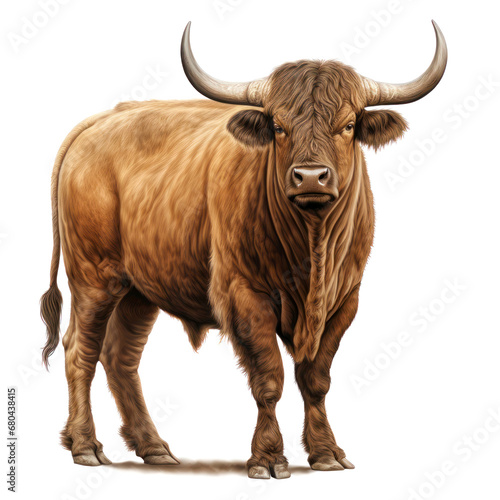 Animal bull powerful beautiful with horns isolated on white background illustration