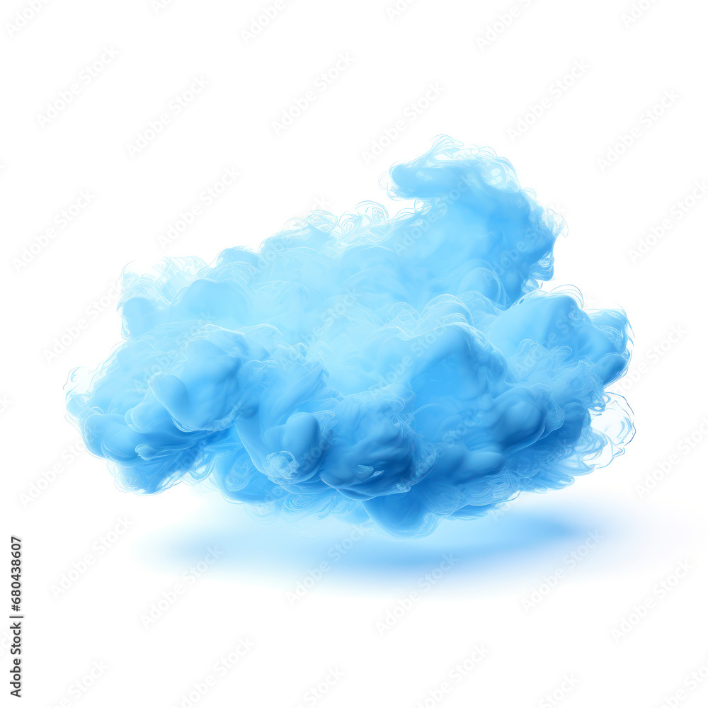 cloud of smoke of blue light color, abstract background, isolated on white background