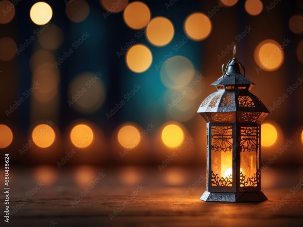 diwali Lantern made of paper on blurred bokeh diwali background