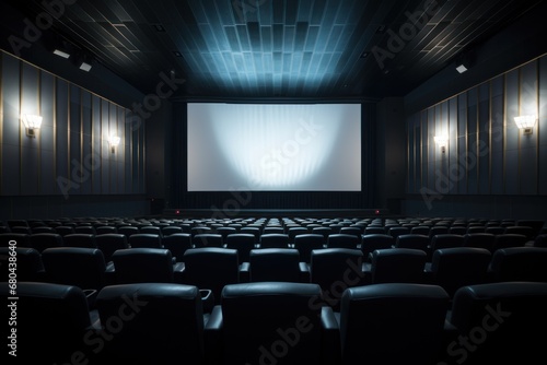 Cinema hall with a white screen