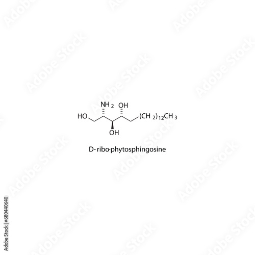 Molecular structure diagram of D-ribo-phytosphingosine - a sphingoid base. white Scientific vector illustration.