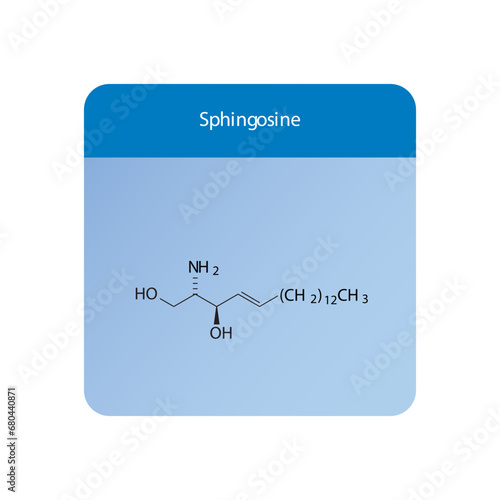 Molecular structure diagram of Sphingosine - a sphingoid base. blue Scientific vector illustration.