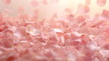 Gentle rose petals falling on soft background for romance