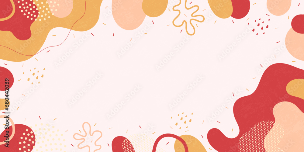 Cute doodle pattern background with abstract shapes and dots. Modern vector pattern for Banner, Flyer, Cover...