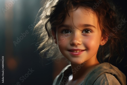 A picture of a little girl with a big smile on her face. Perfect for capturing joy and happiness.