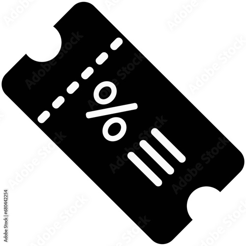Black flat signs of ticket with percent sign.