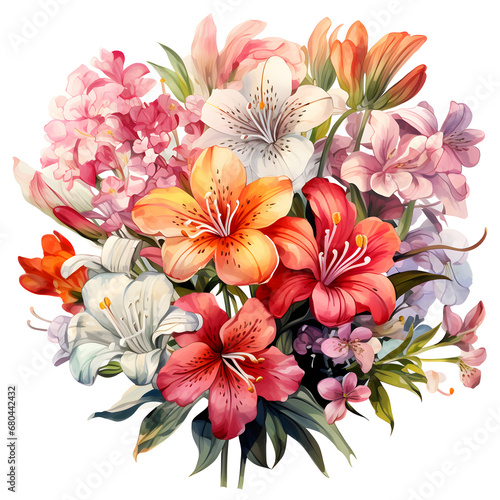 Alstroemeria  Flowers  Watercolor illustrations