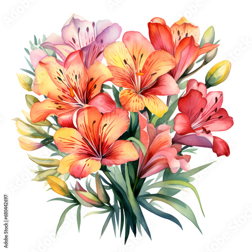 Alstroemeria  Flowers  Watercolor illustrations