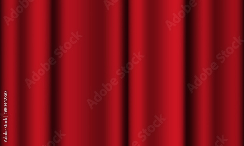 Red curtain background. Theatrical drapes. Red fabric. Wavy silk background.