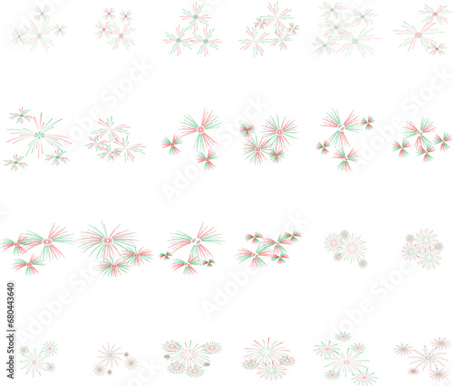 Fireworks to celebrate holidays, fireworks with blue, red, yellow colors. Illustration of the colors of the Iranian flag