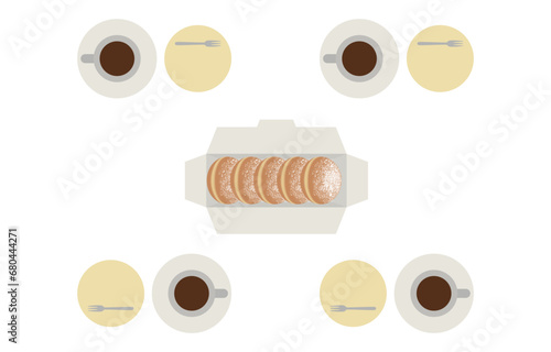 生ドーナツとホットコーヒーのティータイム