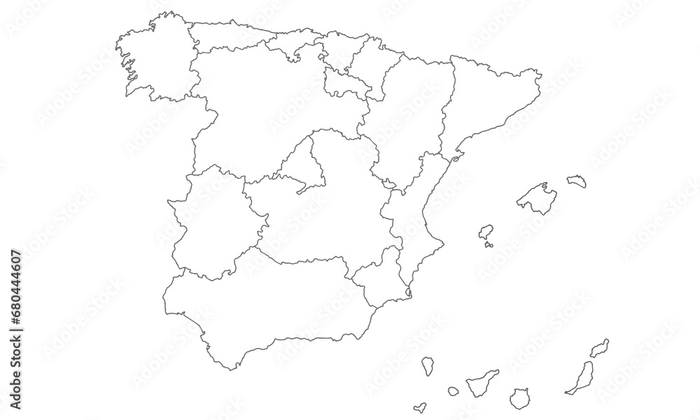 white background of spain map with line art design
