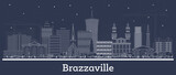 Outline Brazzaville Republic of Congo city skyline with white buildings. Business travel and tourism concept with historic architecture. Brazzaville cityscape with landmarks.