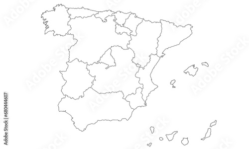 white background of spain map with line art design