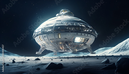  Futuristic Spaceship In Space  background Aliens Style Invaders Spaceship A Futuristic Spaceship Adventure in Alien-Infested Space, Set Against a Jaw-Dropping Cosmic Background AI Generative  photo
