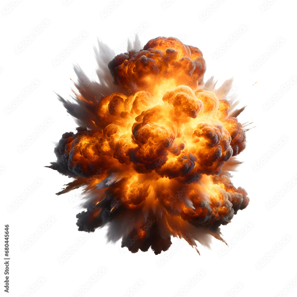Top view of big explosion isolated. Top view of big explosion isolated.