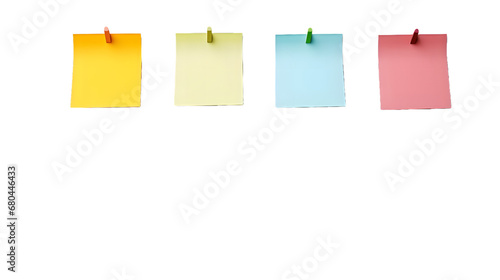 Colored sheets of note papers set transparent background	