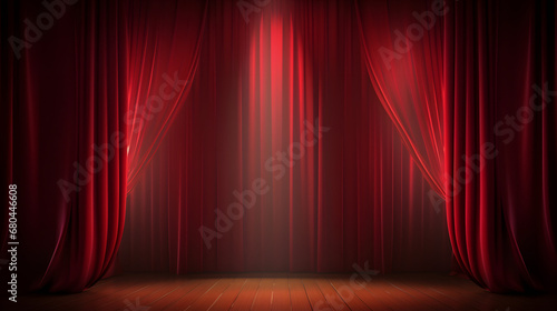 Spotlight on stage curtain