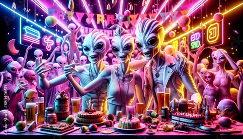 Aliens having party at DJ night