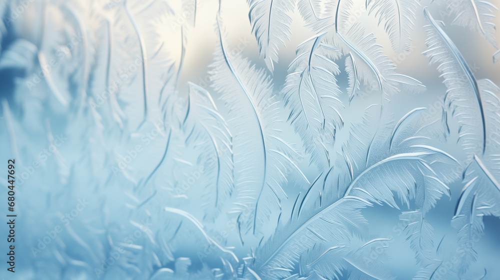 Fototapeta premium Close-up of frost patterns on winter window