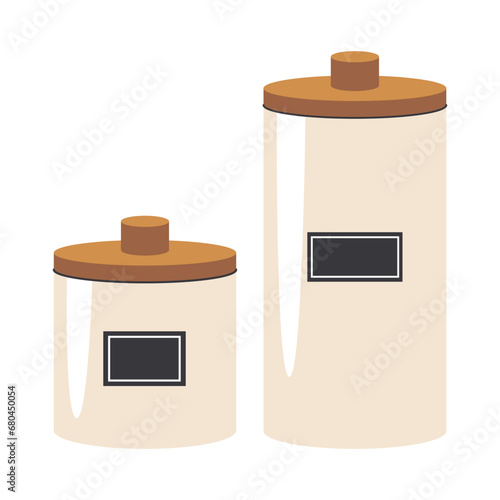 Vector isolated illustration of cans for bulk products. Kitchen items. (ID: 680450054)