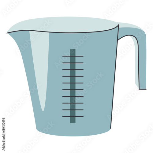 Vector image of a kitchen measuring cup for liquids and bulk products. Kitchen items (ID: 680450474)