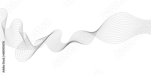 Abstract white and grey background with technology business wave lines. Abstract background with a wave curve lines. Frequency sound wave line and technology concept background.