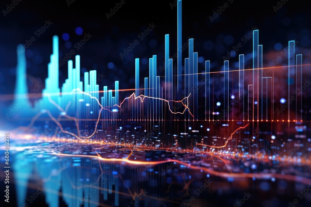 A digital image displaying a stock market graph, providing insights into market trends and analysis. Ideal for financial reports, business presentations, and investment articles.