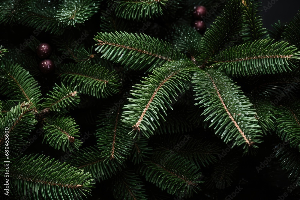 Festive Backdrop Showcasing Branches Of Christmas Tree