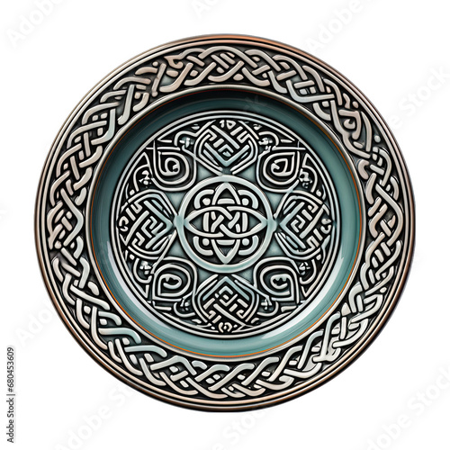 Celtic Knot Plate Isolated on Transparent or White Background, PNG