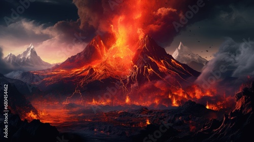 Volcano erupts