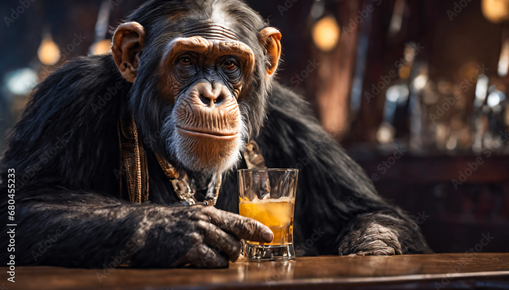 a chimpanzees guest in bar a chimpanzees guest in bar