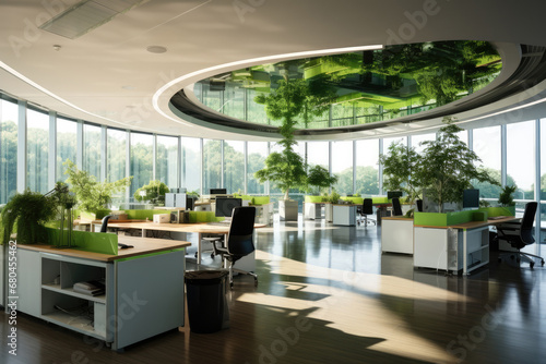 Modern Office In Green Building Offers Panoramic View © Anastasiia