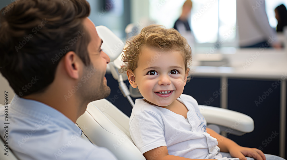 A child in a dental chair. A child in a dental chair.