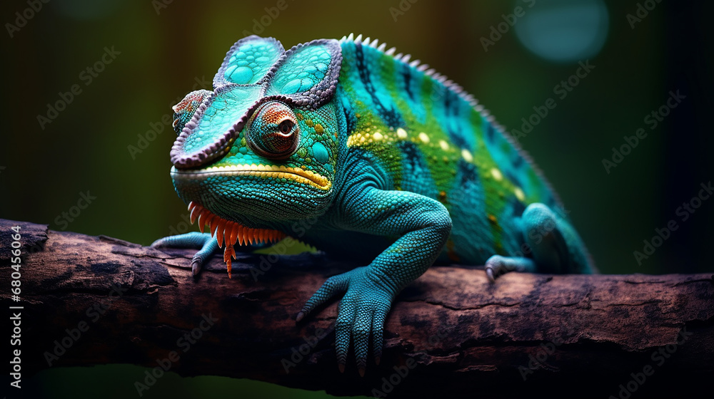 Colorful chameleon in nature. Generative AI. Colorful chameleon in nature. Generative AI.