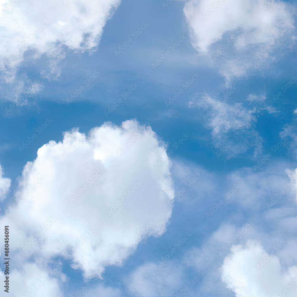 Fototapeta premium Soft and fluffy white clouds on a blue sky background Natural and calming Ideal for creating a serene and peaceful atmosphere in designs