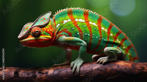 Colorful chameleon. Generative AI.