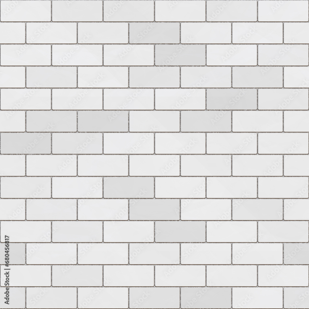 Fototapeta premium Brick drawing. White brick wall seamless background- texture pattern for continuous replication.