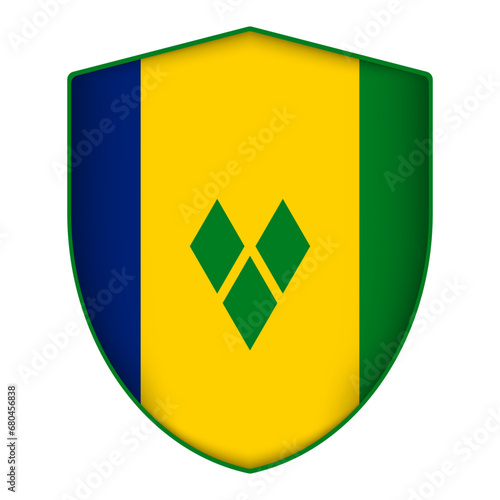 Free Download Saint Vincent and the Grenadines flag in shield shape. Vector illustration. - GFXLoad