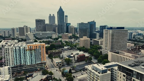 Aerial view of Peachtree Center Downtown Atlanta skyscrapers, skyline buildings, and cityscape, Georgia, USA photo