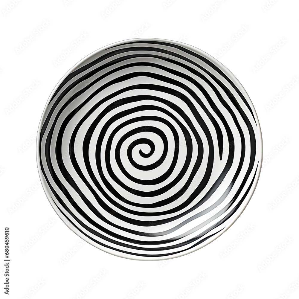 Top View of a Striped Plate Isolated on Transparent or White Background, PNG Top View of a Striped Plate Isolated on Transparent or White Background, PNG