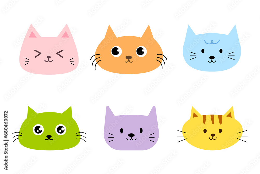 Cute cat face for element, illustration, decoration, sticker, note Cute cat face for element, illustration, decoration, sticker, note