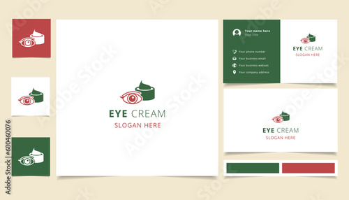 Eye cream logo design with editable slogan. Branding book and business card template.