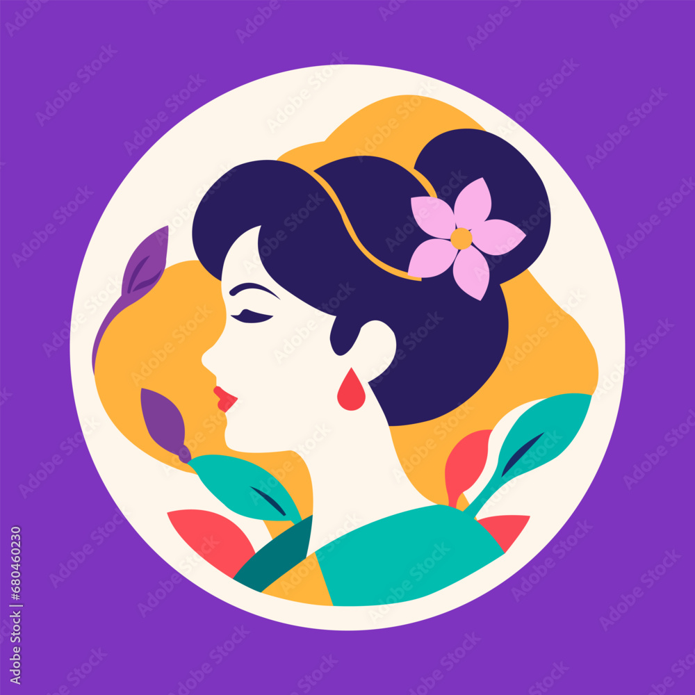 Background with a girl for March 8. Vector illustration of a girl Background with a girl for March 8. Vector illustration of a girl