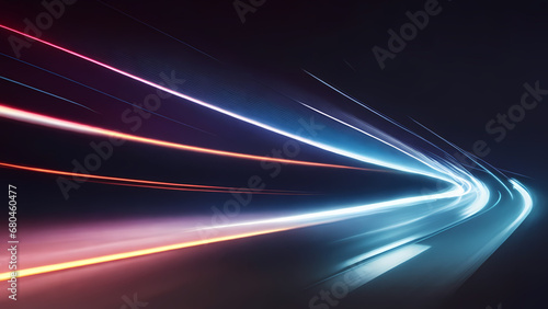 high speed rainbow beam ray of future technology transmission concept photo