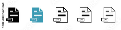 Log File vector icon set. Computer data analytics log file symbol in black and white color. photo