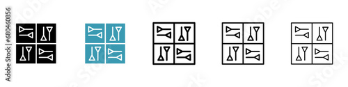 Cuneiform vector icon set in black and white color.