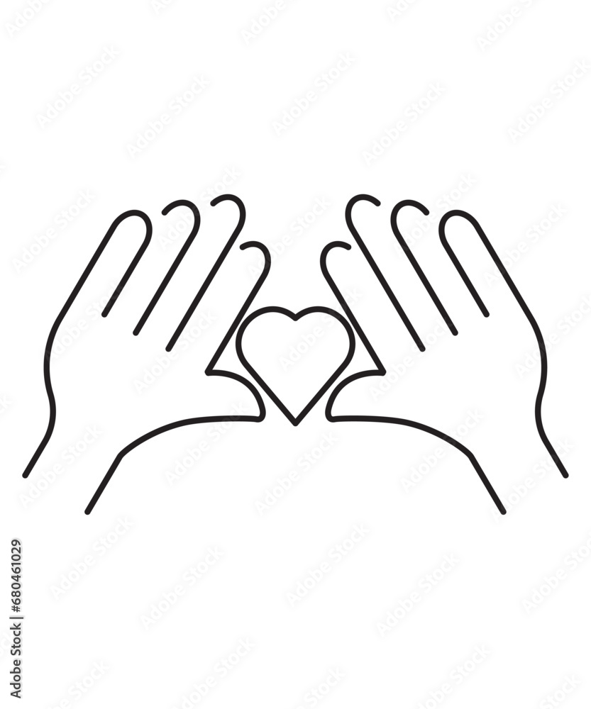 Obraz premium hand holding love icon, vector best line icon.
